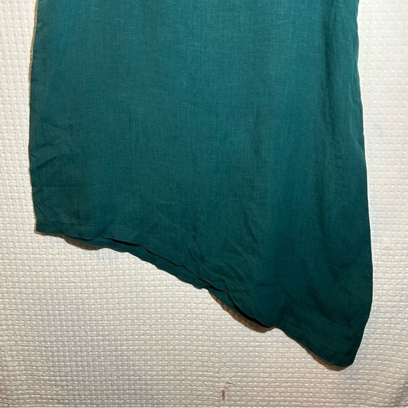 Bryn Walker Euna Shift 100% Linen Tunic Dress Asymmetrical Hem Teal Green Size M - Picture 9 of 12
